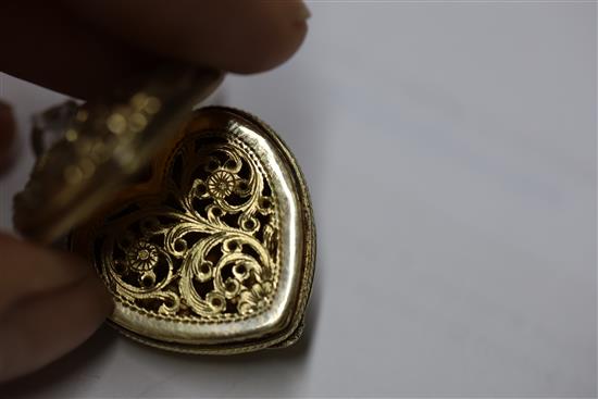 A George IV silver gilt heart shaped vinaigrette, by Robert Mitchell,